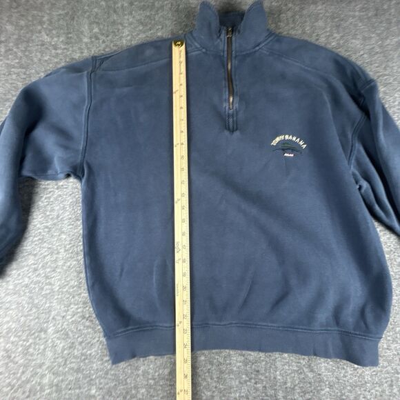 Tommy Bahama Relax Sweatshirt Men's Medium Blue 100% Cotton 1/4 Zip Long Casual - Picture 8 of 8